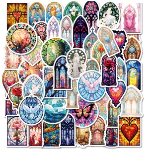Stained Glass Window Style Decorative Stickers Gothic Baroque Waterproof Vinyl Decals For DIY Scrapbooking Journal Decoration