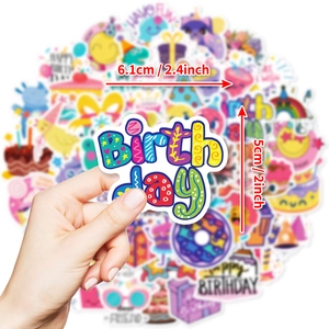 Lot de stickers d'anniversaire colorés imperméables avec cupcakes et arcs-en-ciel