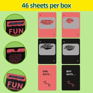 46 black and pink couple scratch cards for interactive games and adult romance activities
