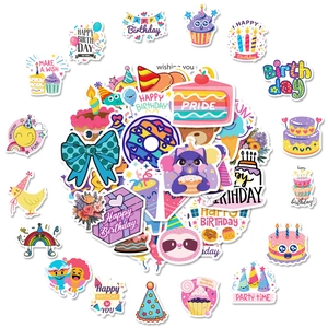Lot de 50 autocollants de graffiti joyeux anniversaire pour décoration DIY et art