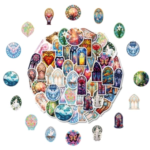 50pcs baroque stained glass style aesthetic decorative stickers for DIY art and scrapbooking