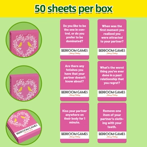 Bedroom Games Intimacy Challenge pink romantic couple cards set with 50 unique cards