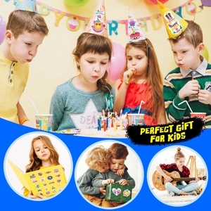 Autocollants d'anniversaire colorés pour décorer chapeaux de fête et boîtes cadeaux