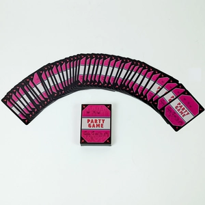 Party Game set with cards and box for social gatherings in vibrant pink and black