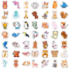 Lot de 100 autocollants d'animaux mignons avec panda, corgi et manchot pour décoration