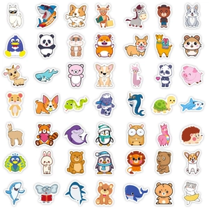 Collection de divers autocollants d'animaux mignons avec pandas, chiens corgi et requins
