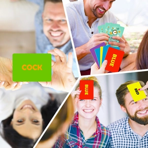 Gros plan des cartes Brainstorm Game avec mots de couleur pour s'amuser en soirée