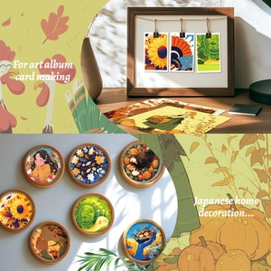 Retro zonnebloem scrapbook papier set voor artistieke dagboek achtergronden