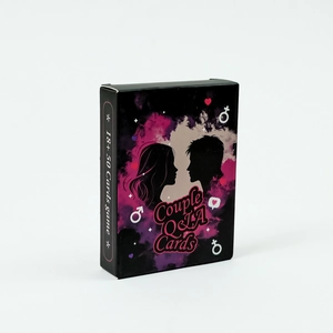 Close-up of the black packaging box for the 50-card couple's romantic atmosphere game
