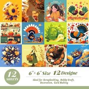 6x6 inch zonnebloem scrapbooking papier met 12 herfstontwerpen voor DIY knutselwerk