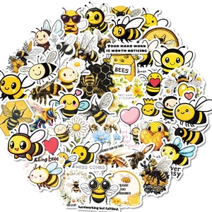 50 pieces cartoon bee stickers set for journals and waterproof stationery decoration