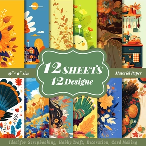 Detail van 6x6 inch zonnebloem en herfst thema scrapbook papier voor DIY knutselen