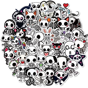50 pieces of black and white cartoon skull stickers for DIY scrapbooking and decoration