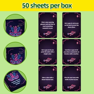 50-card Girls Night Out party challenge card set with neon designs for social fun