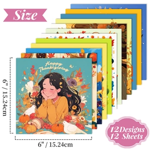 Macro-weergave van 12 vellen vintage zonnebloempapier voor scrapbooking en knutselen
