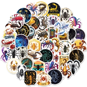 50 pieces of waterproof Scorpio constellation stickers in various artistic cartoon styles