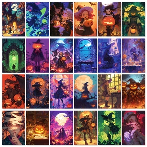 50 pezzi decorazioni murali Halloween con streghe e fantasmi vivaci per un'atmosfera festiva