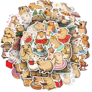 50 autocollants de capybara mignons imperméables pour bagages et ordinateurs