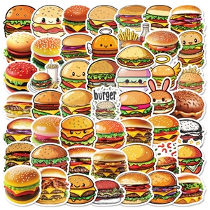 Autocollants Graffiti Burger Nourriture Imperméable Dessin Animé pour Ordinateur Guitare Casque Bagages Décoration Cadeau Enfant