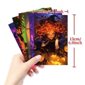 Set di 50 cartoline decorative Halloween con streghe e fantasmi misura 10x15cm