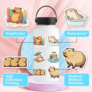 Autocollants de capybara étanches sur thermos blanc avec impression HD aux couleurs vives