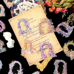 Vintage bloemenboog PET stickers met goudfolie voor DIY scrapbooking en decoraties