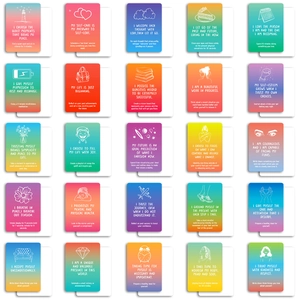 Set de 25 tarjetas de afirmación arcoíris con frases motivadoras y bordes redondeados