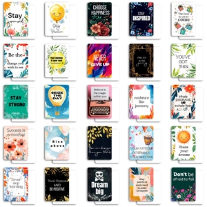 Set of 50 inspirational greeting cards with floral designs and motivational English quotes