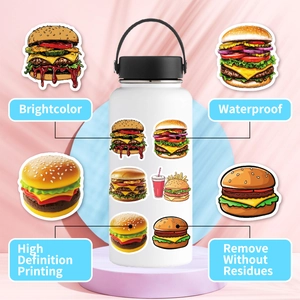 Autocollants de burger étanches sur gourde avec impression HD et couleurs vives
