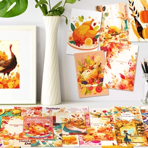 50 Erntedank-Wandkarten mit Truthahn- und Kürbisdesigns für herbstliche Feiertagsdekoration