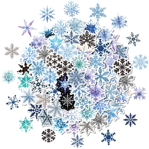 Variety of 50 Christmas snowflake stickers for laptops and holiday decorations