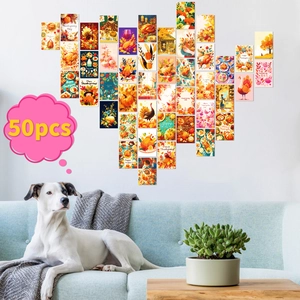 Nahaufnahme von 50 Thanksgiving-Wandkarten in Herzform an einer gemütlichen Wohnzimmerwand