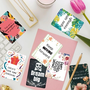 50-piece set of aesthetic floral inspirational cards with positive English quotes