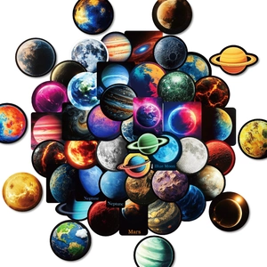 50 pieces colorful solar system planet stickers for DIY journals and laptop decoration