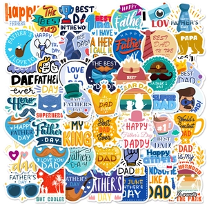 Autocollants de la Fête des Pères Dessin Animé Stickers en Vinyle Imperméables pour Scrapbooking Laptop Bouteille d'Eau Décoration DIY