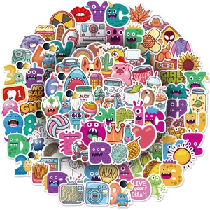 Pack de 100 pegatinas de dibujos animados coloridos con monstruos y animales infantiles