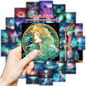 Fantasy goddess aurora unicorn stickers set, 4.6cm square decorative art decals