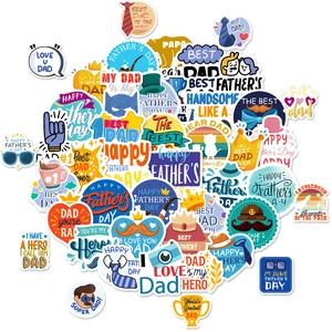 Lot de 50 autocollants de fête des pères avec motifs Super Dad et designs de célébration