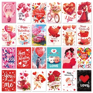 50-piece pink Valentine's Day wall collage kit with romantic hearts and illustrations