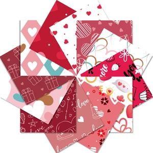 12 stuks Valentijnsdag scrapbookpapier met rode harten voor diverse DIY-projecten