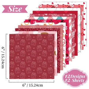 12 vellen Valentijnsdag scrapbookpapier 15x15cm met rode hartpatronen DIY
