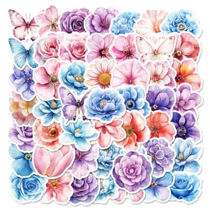 Pegatinas de Mariposa de Flor de Acuarela Impermeable Estética Floral Calcomanías Para Laptop Equipaje Skateboard DIY