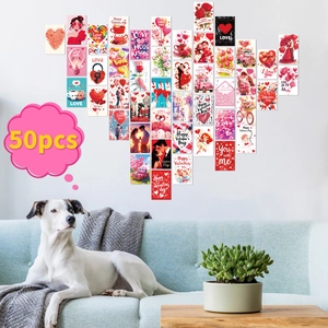 Valentine's Day Pink Heart Romantic Couple Wall Decoration Cards Cardstock Aesthetic Room Decor Postcards Anniversary Gift