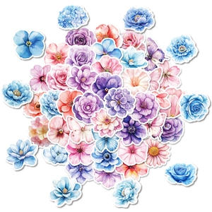 50 pegatinas estéticas de flores y mariposas para decoración de maletas DIY
