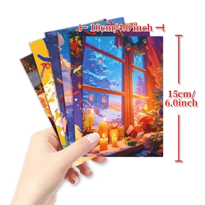 50pcs Christmas cartoon wall decor cards with 10x15cm dimensions and warm winter illustrations