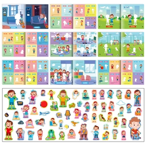 Educational Opposites Sticker Book Reusable Concentration Training For Toddlers 2-6 Years Old Early Learning Busy Book Gift