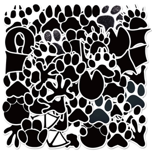 Black Animal Paw Print Stickers For Kids Waterproof Cartoon Dog Cat Footprint Decals For Laptop Water Bottle Party Decor
