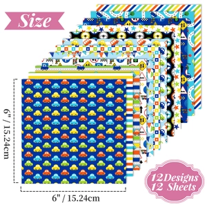 Set di 12 fogli di carta per scrapbooking 6x6 pollici a tema auto e strisce blu