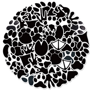 50 pieces of black and white animal paw print graffiti stickers for kids and DIY decoration