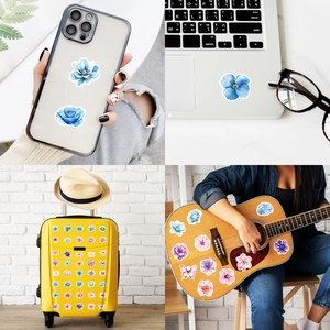 Pegatinas impermeables de flores y mariposas para decorar portátiles y guitarras DIY
